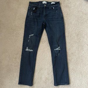 Ring Of Fire Jeans Boys 16 Slim Distressed Dark Wash Sustained Denim Pants